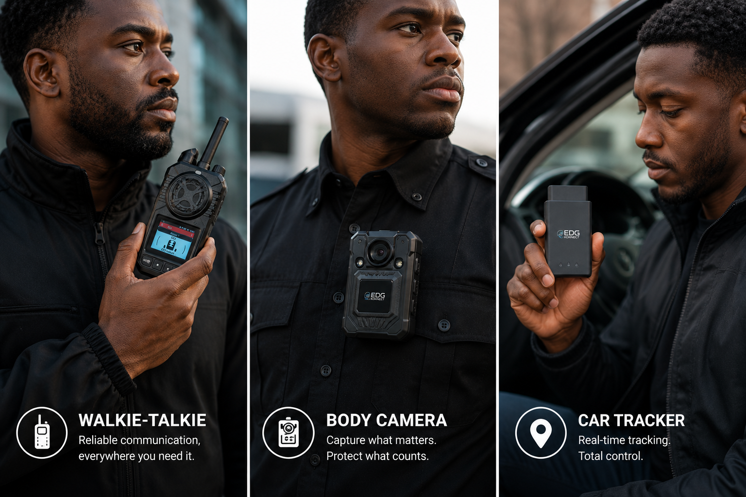 EdgKonnect Products - Walkie-Talkie, Body Camera, and Car Tracker